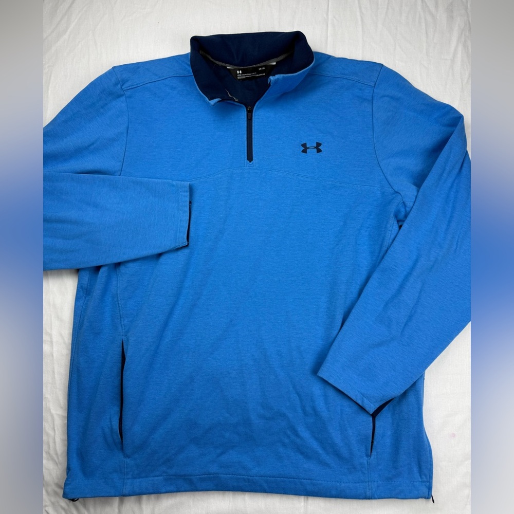 Under Armour athletic Men's Blue Quarter-Zip Jacket loose size large